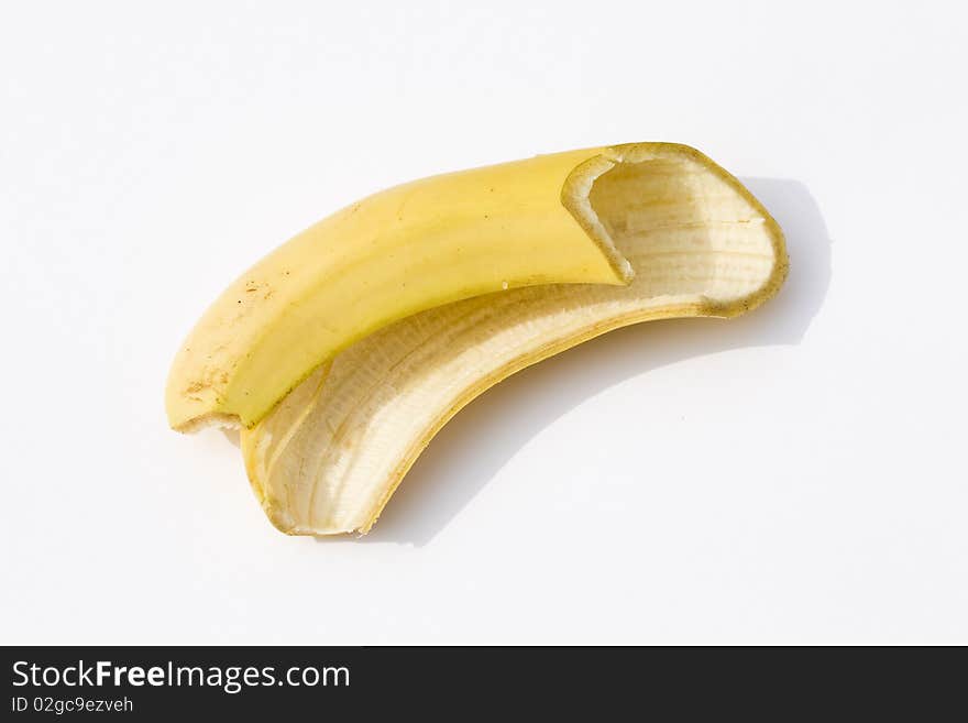 Peel from the eaten banana. Peel from the eaten banana