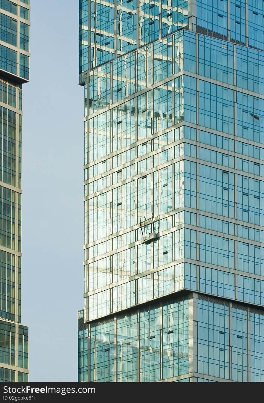 Modern office building a skyscraper of glass and concrete