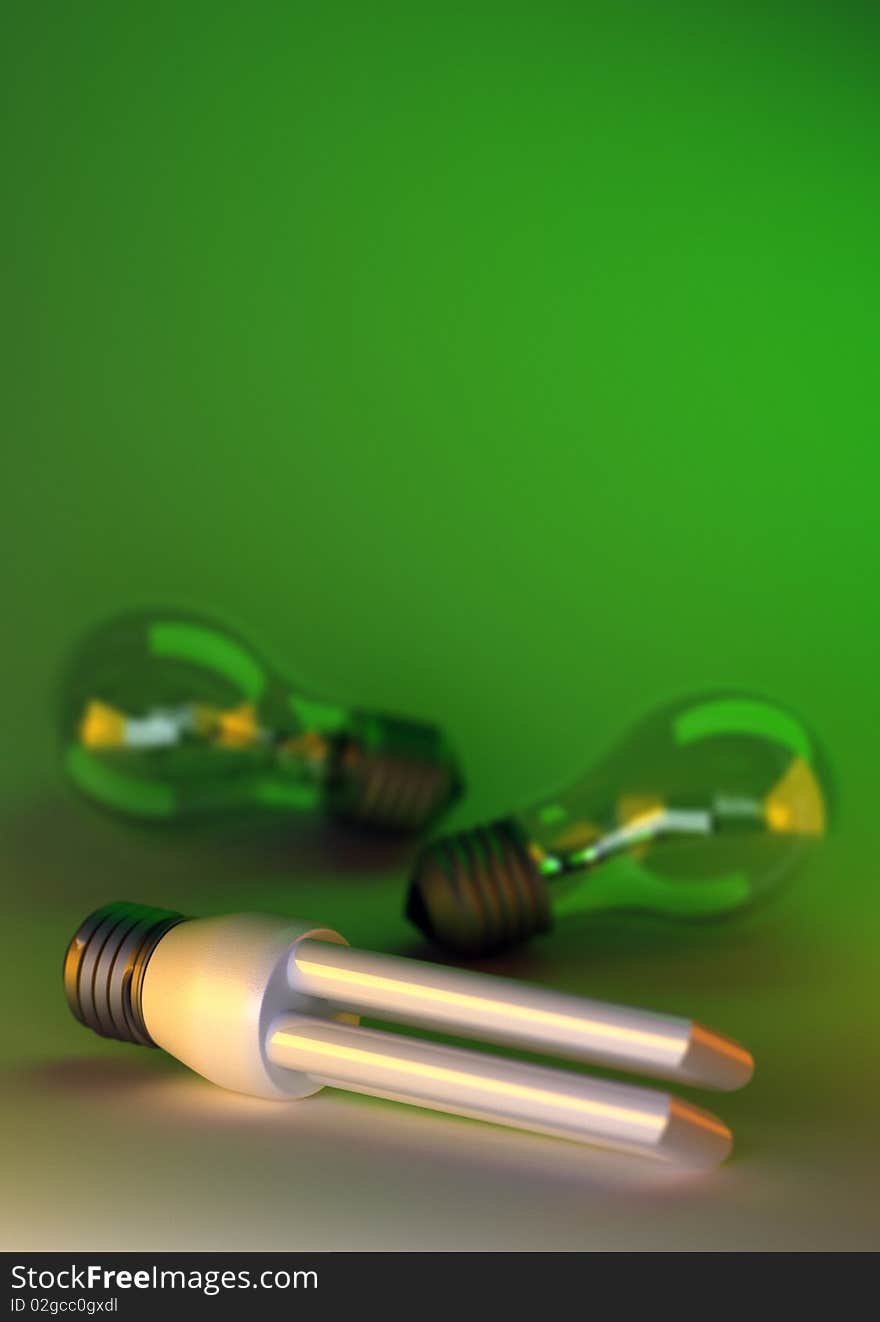 Economic light bulb on green background. Economic light bulb on green background.