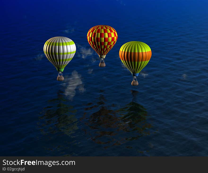 Balloons on the background of the sea