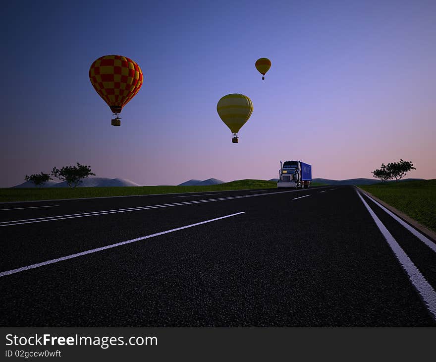 Balloons against the evening sky. Balloons against the evening sky