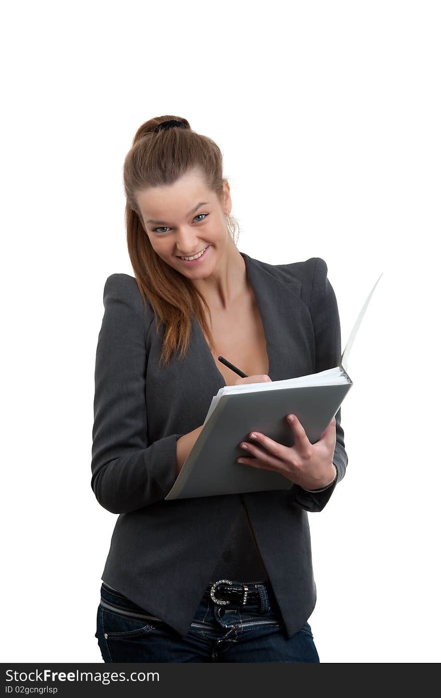 Businesswoman Holding Documents For Signatur