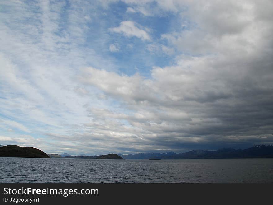 Clouds over Strait of Magellan, Chile