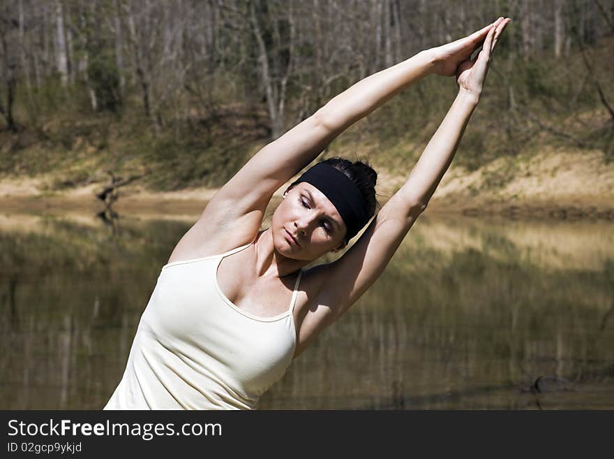 Yoga in the park by the river.