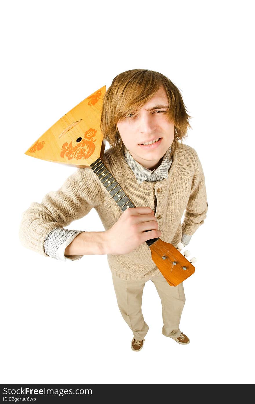 Funny man with balalaika