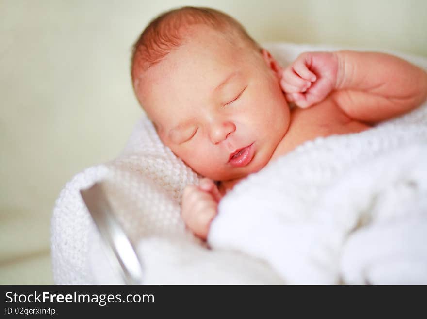 Adorable newborn baby. sweet sleeping