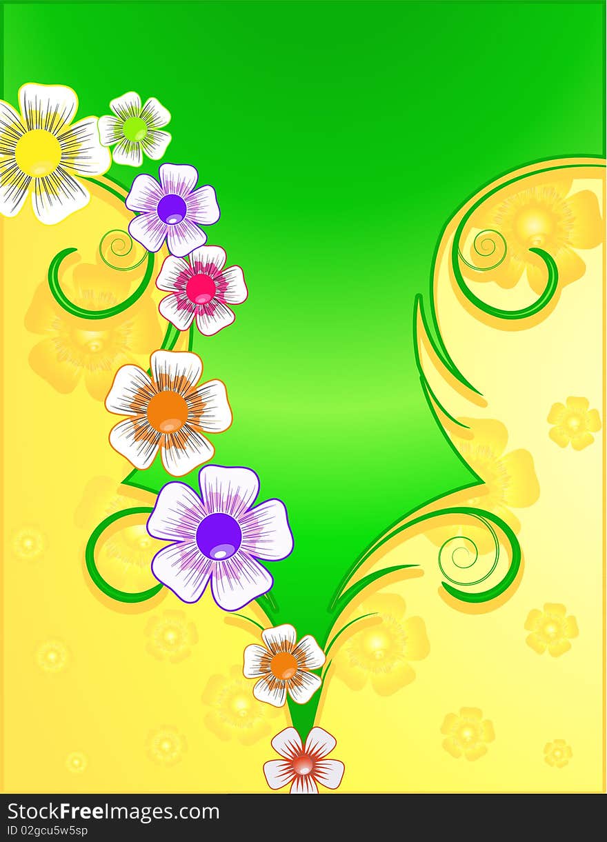 Bright, colorful background with wild flowers. Bright, colorful background with wild flowers