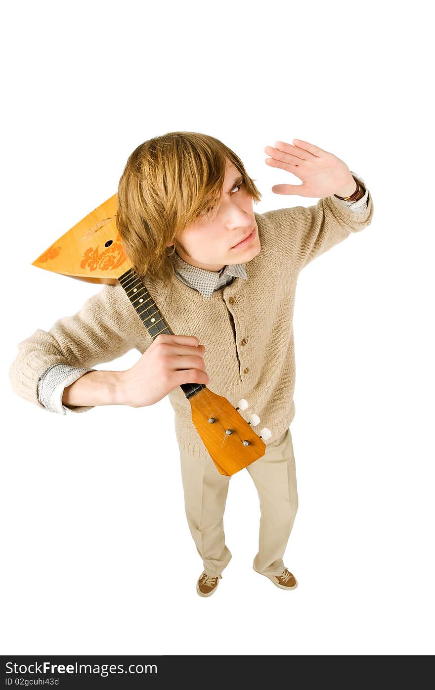 Funny man with balalaika