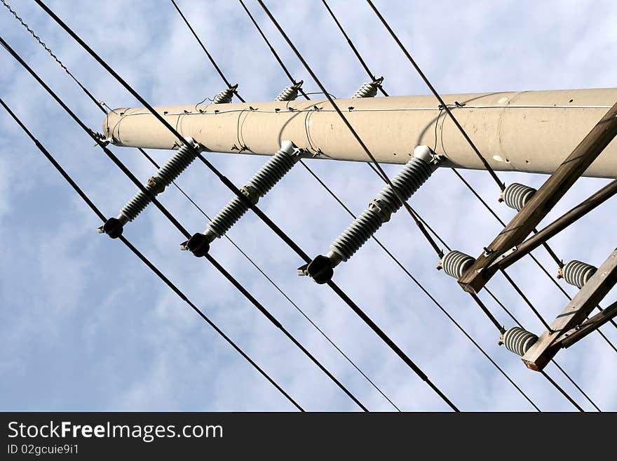 Tangent tower and wires in a sky