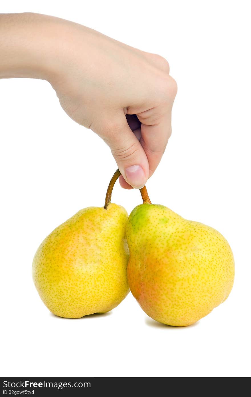 Hand and two pear