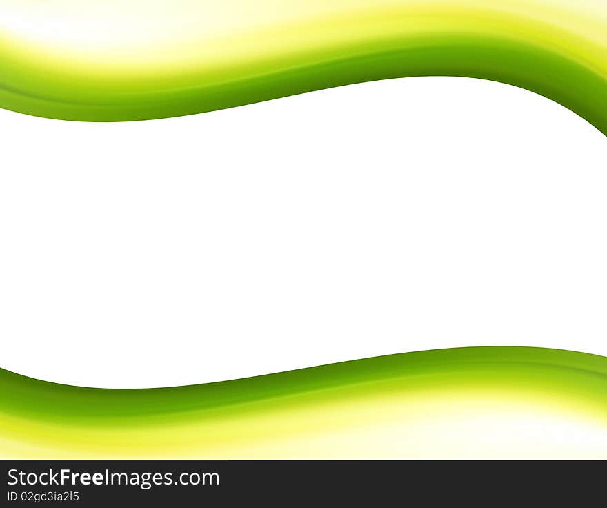 Green dynamic waves over white background. Abstract illustration. Green dynamic waves over white background. Abstract illustration