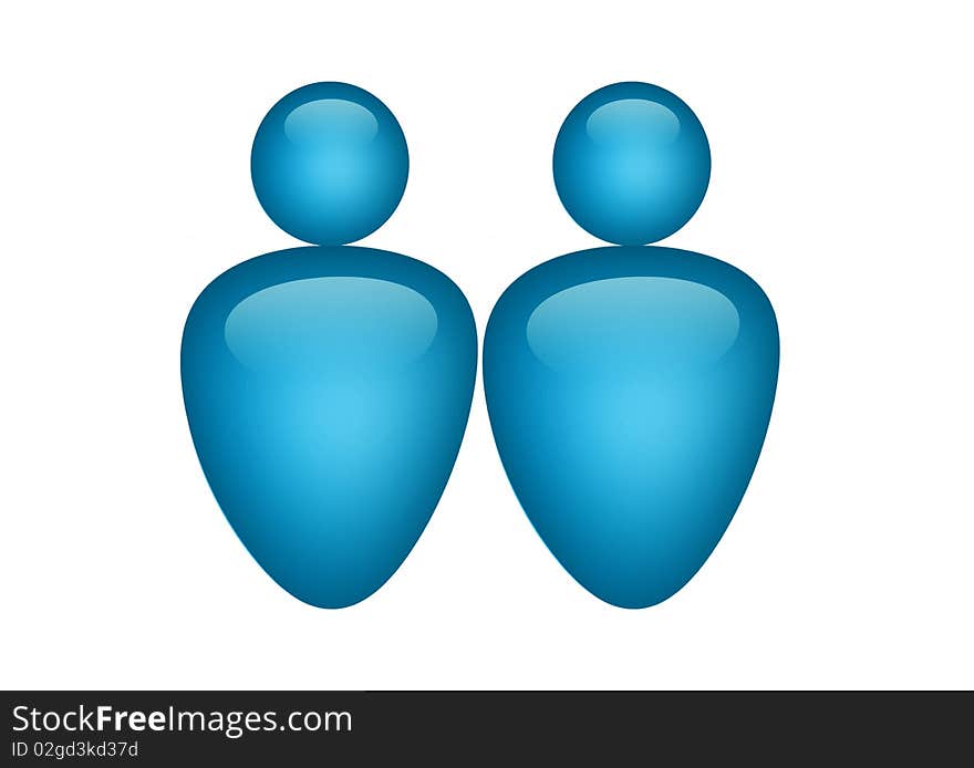 Blue couple illustration on white background, isolated image