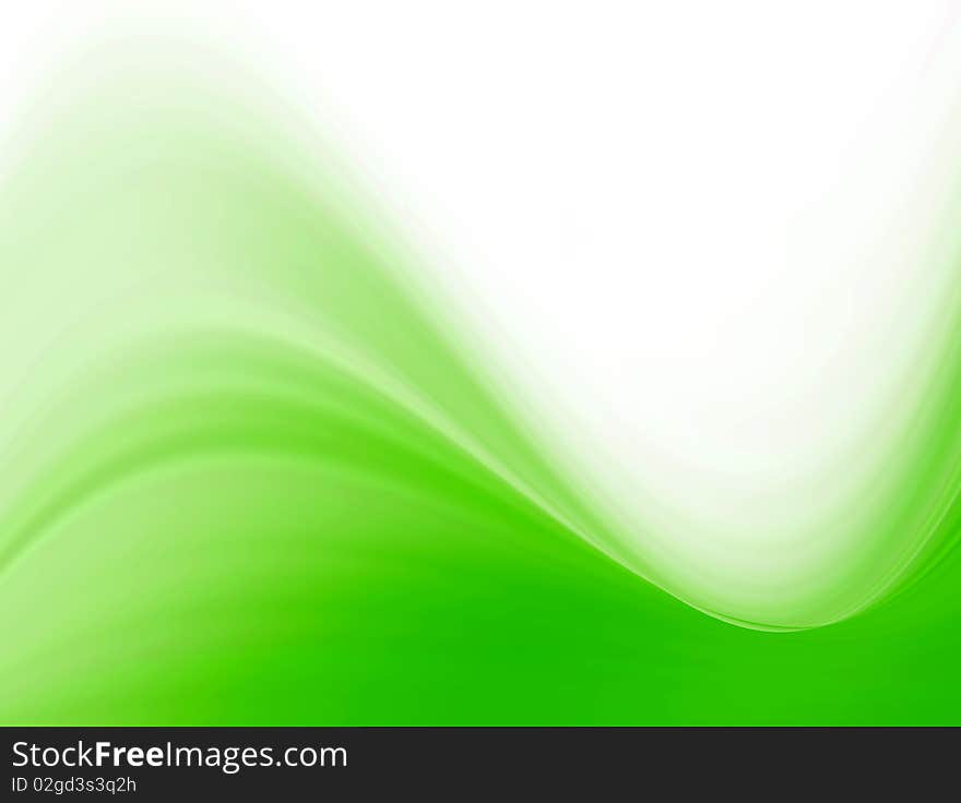 Green dynamic wave over white background. Abstract illustration