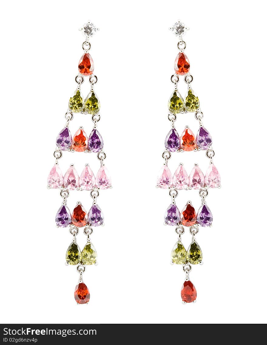 Coloured earrings on white