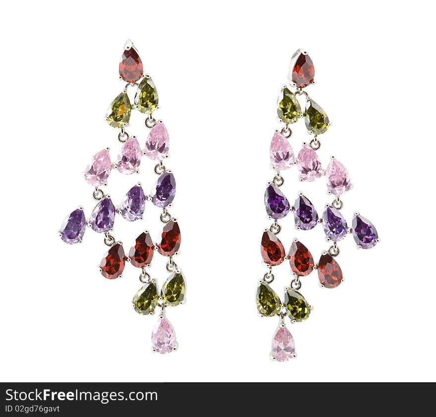 Coloured earrings on white