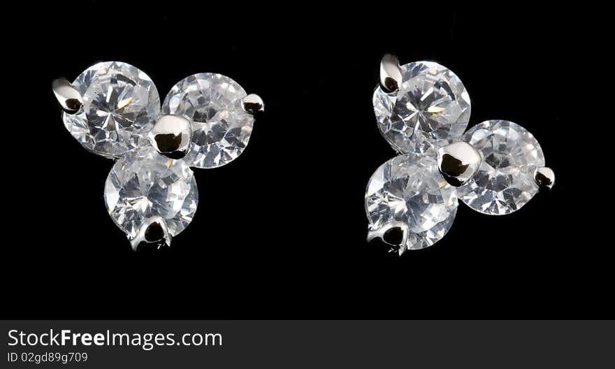 Silver earrings with diamonds