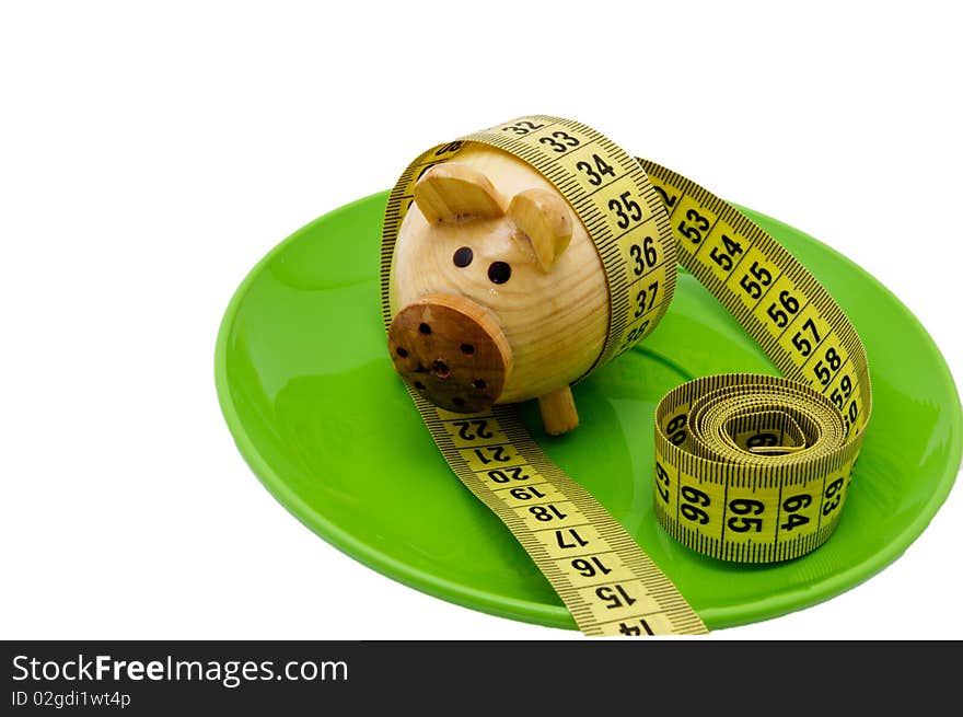 Pig overweight after measurement by centimeter on diet. Pig overweight after measurement by centimeter on diet