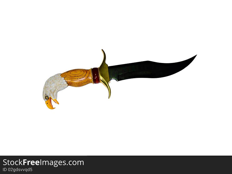 Eagle knife with black bladeon a solid white background. Eagle knife with black bladeon a solid white background