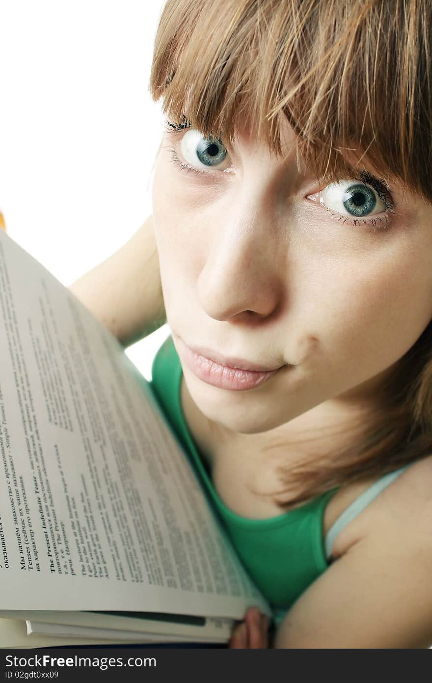 Young woman with papers and discouraged face