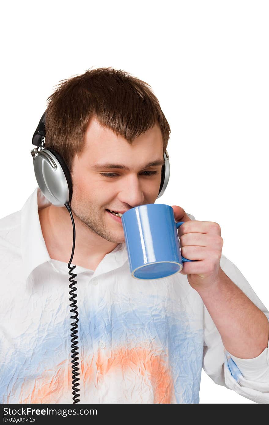 Man enjoying music