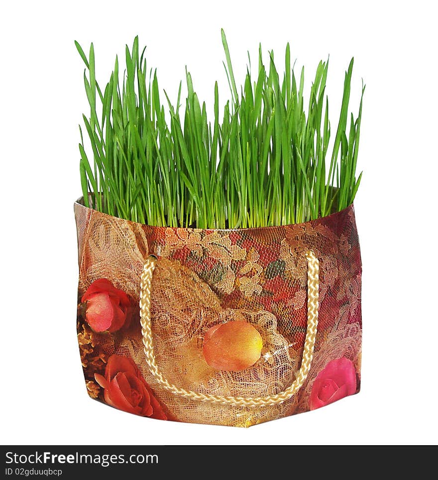 On the photo: Green grass in the gift bag