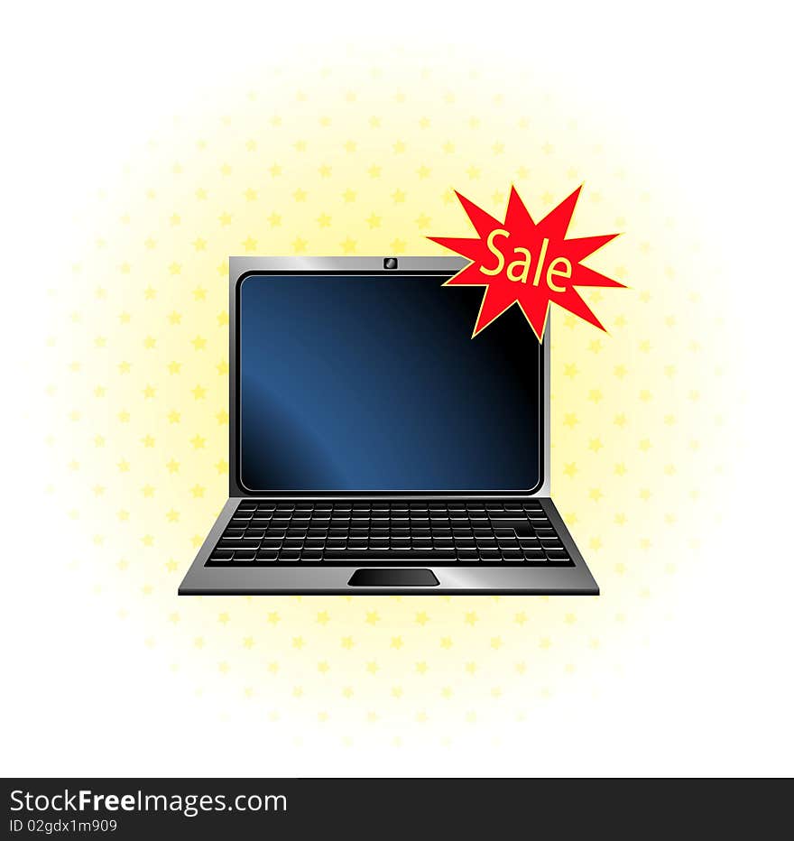 Laptop icon with discount on a white background