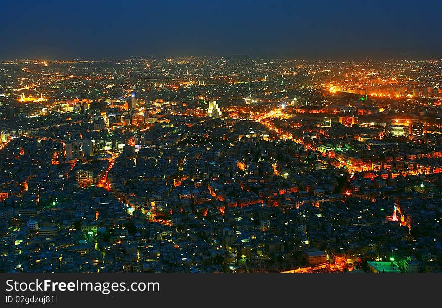 Damascus. Night view of the city