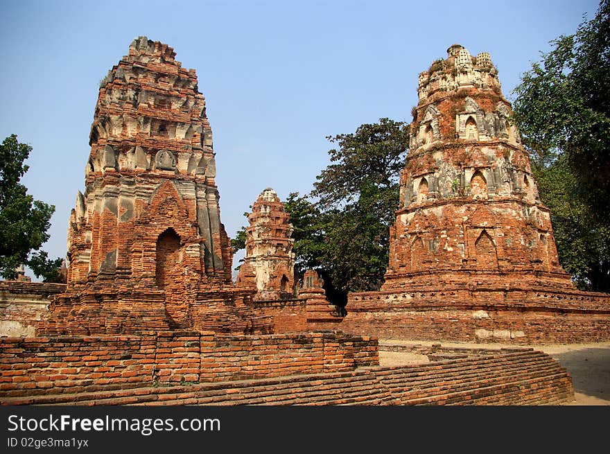 Ruins of Buddhist temple in Ayutthaya, Thailand