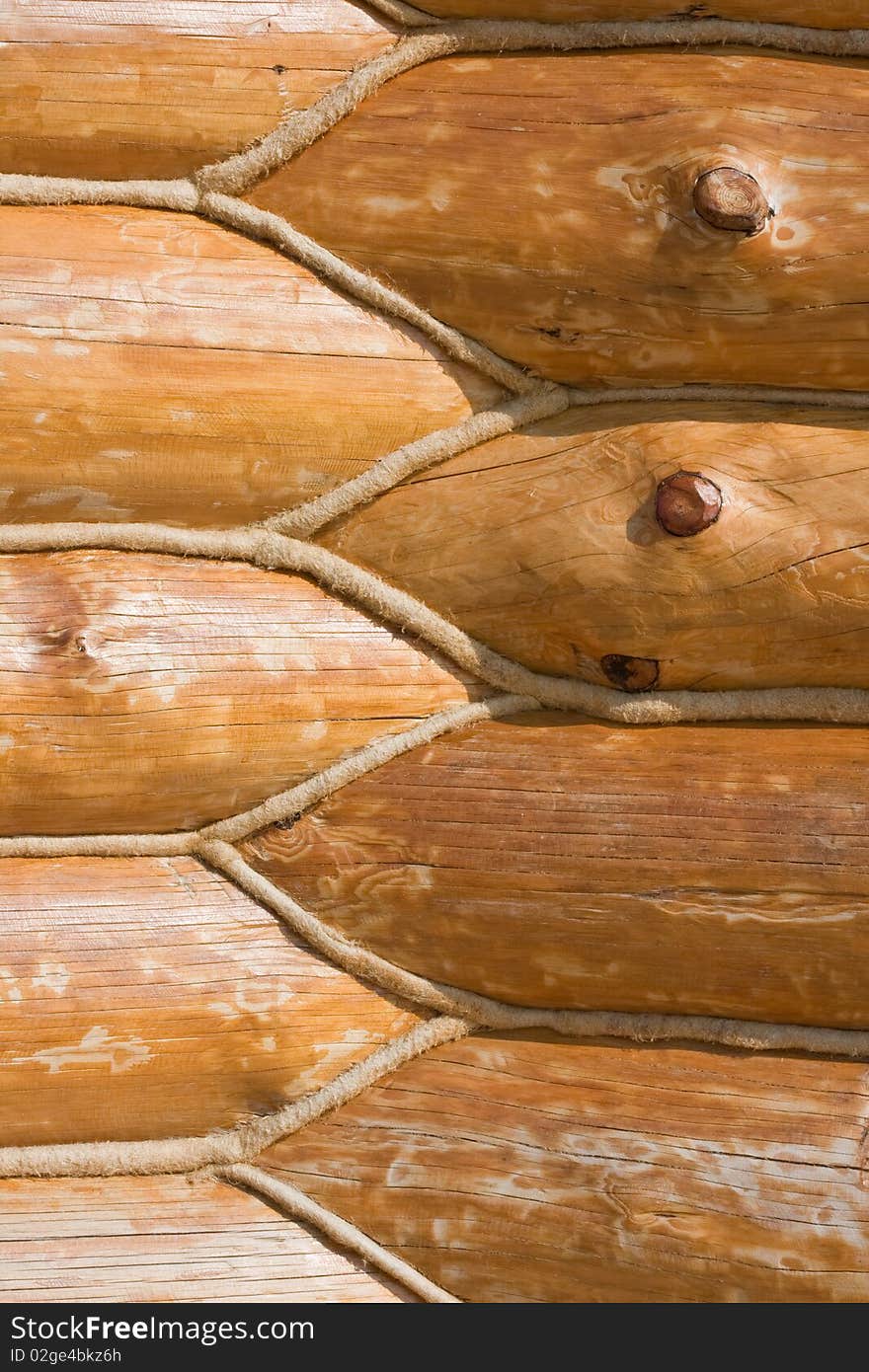 Angle of log houses. Close-up