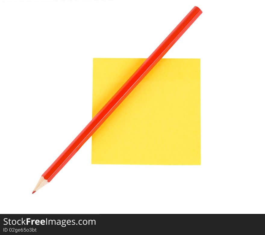 Red pencil on paper isolated