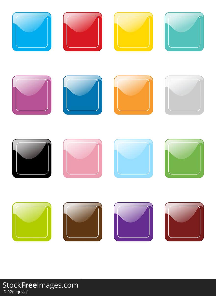 Various colored chiclets for clicking on computers.