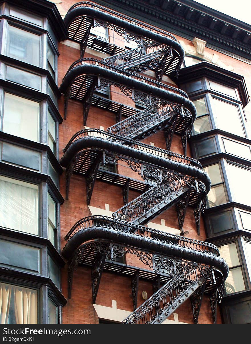 Iron balconies on a residential building.