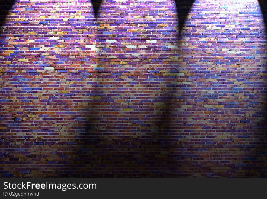 Wide angle view of an old wall abandoned factory building