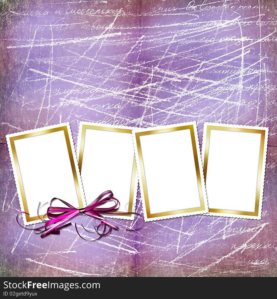 Card with sheets and bow for design. Card with sheets and bow for design