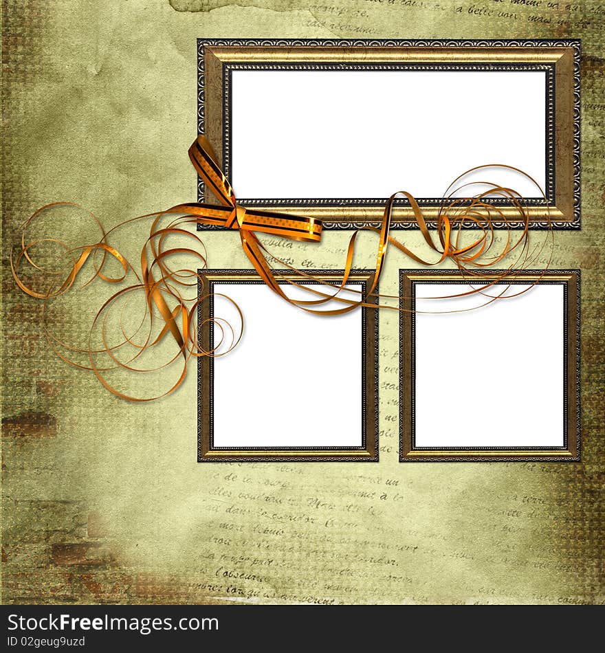 Frames on grunge background with bow. Frames on grunge background with bow