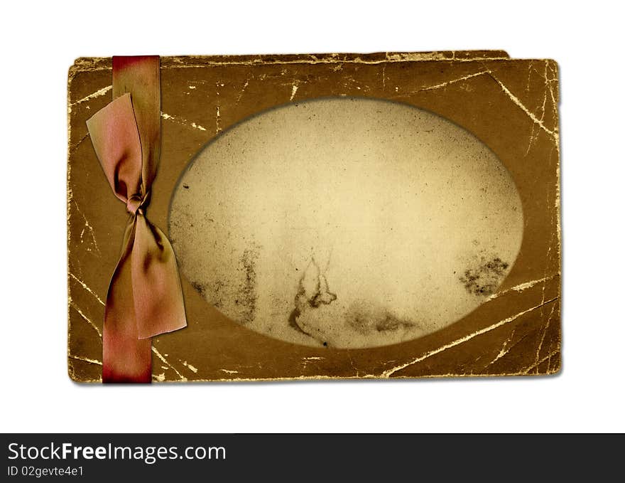 Old grunge paper with bow isolated background