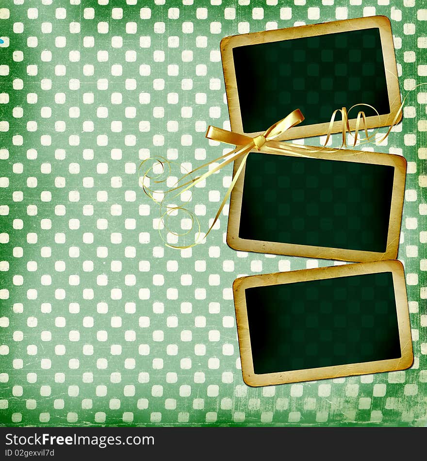 Slides with bow on grunge green background