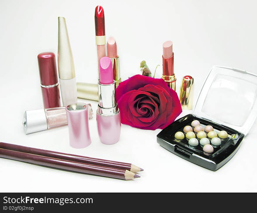 Lipsticks rose eye shadows pencils nail polishers lip gloss. Lipsticks rose eye shadows pencils nail polishers lip gloss