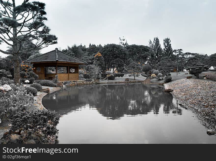 A calm japanese styled garden. A calm japanese styled garden