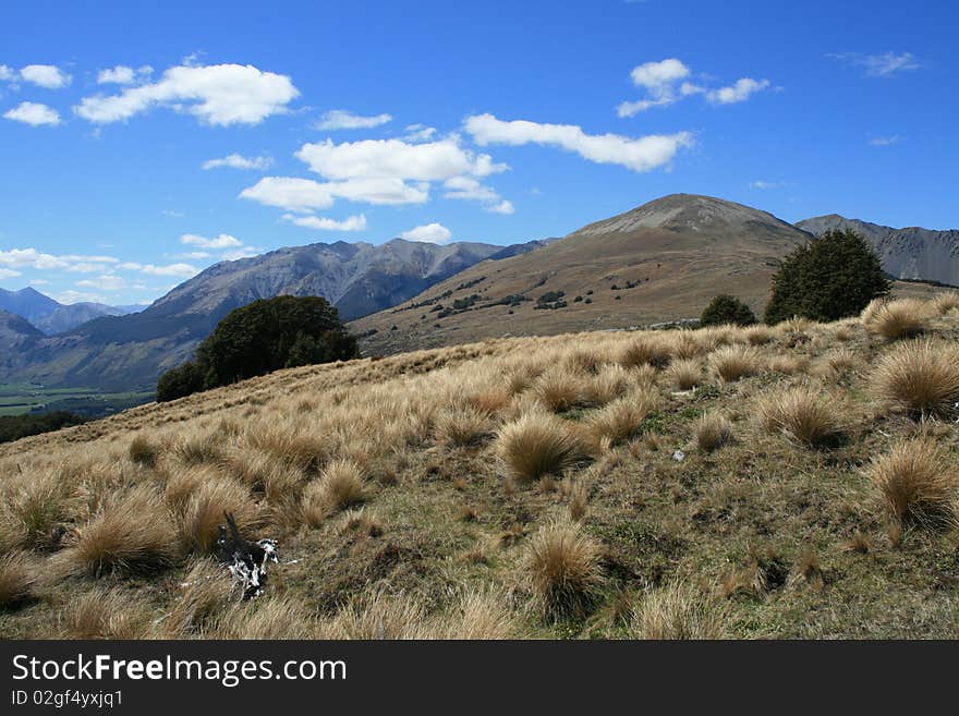 A Mountain View near Cass, New Zealand. A Mountain View near Cass, New Zealand