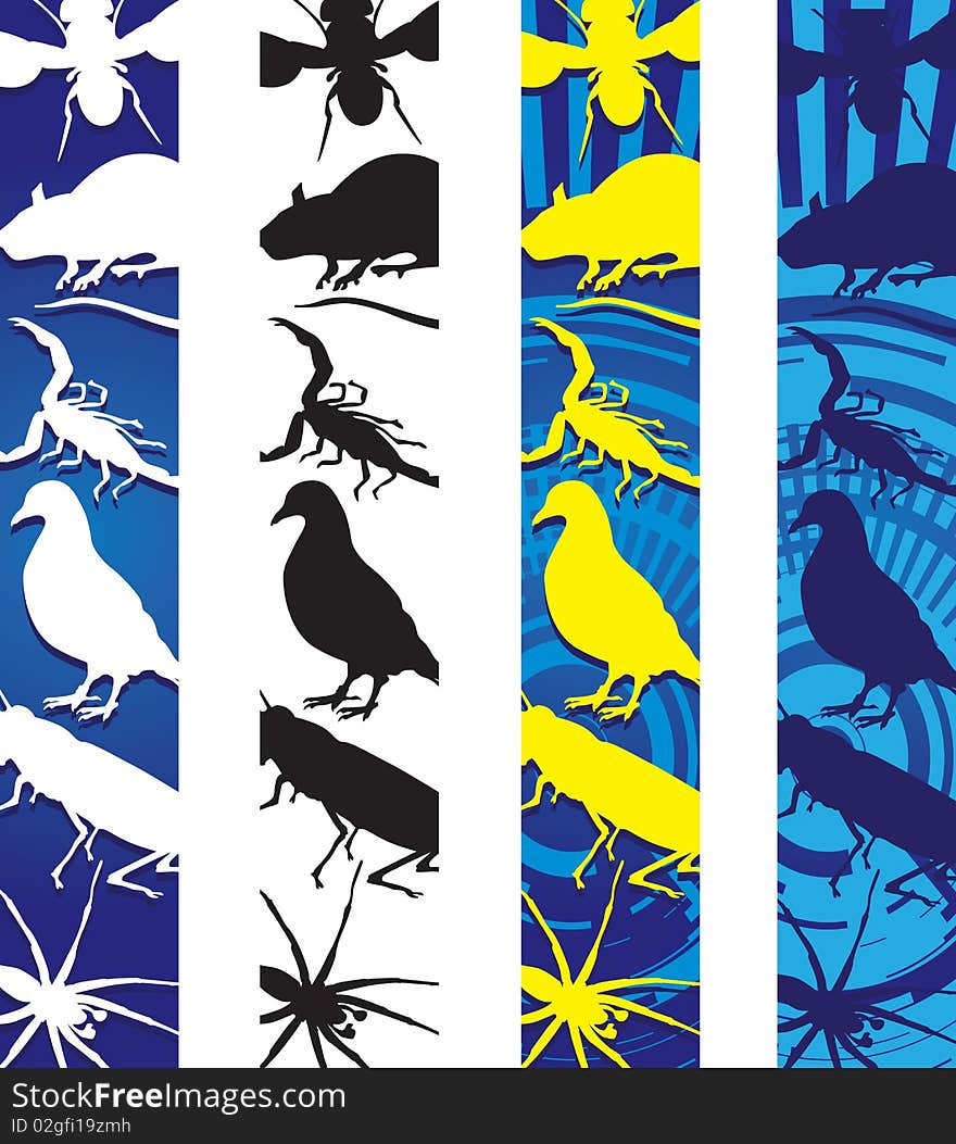 Four insects and rodents banners