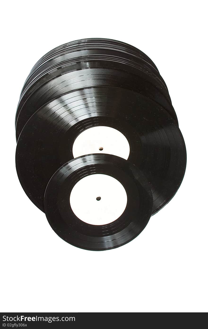 Pack of black vinil record isolated on white