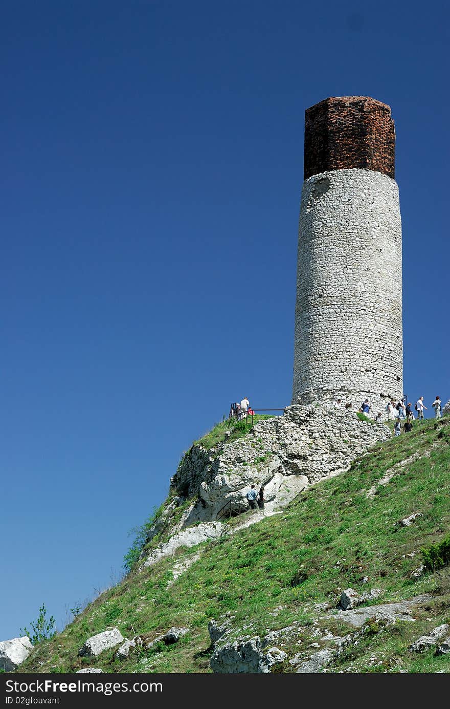 Old Tower at clear blue sky. Old Tower at clear blue sky