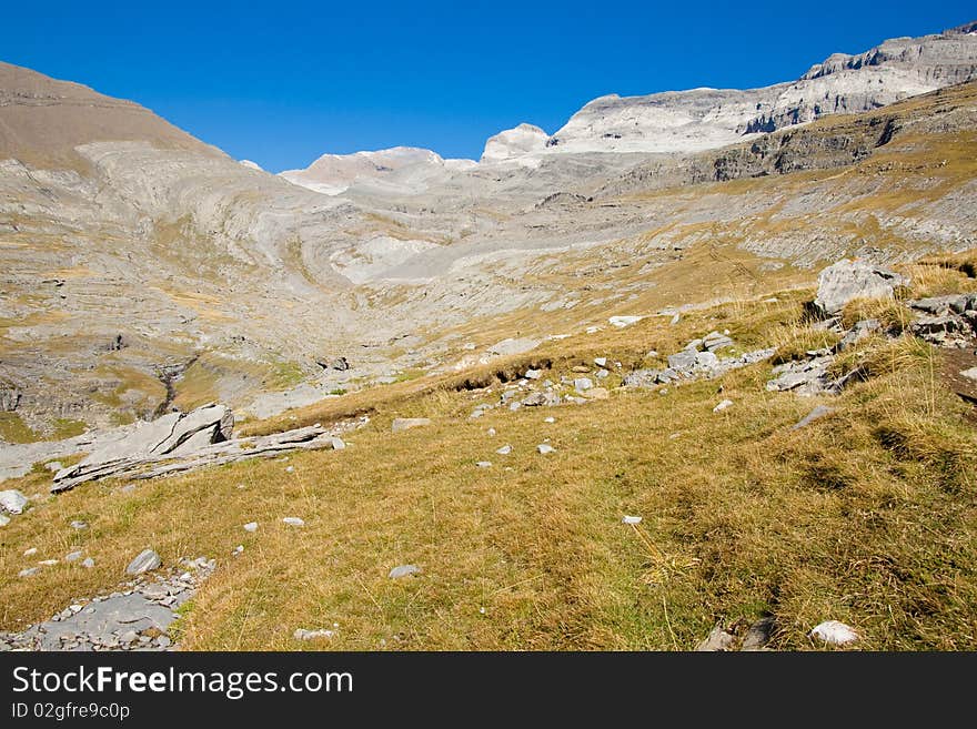 View on Monte Perdido Massif. Ordesa National Park in Spain. View on Monte Perdido Massif. Ordesa National Park in Spain.