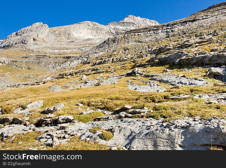 National Spanish Park - Ordesa. View on Monte Perdido massif. National Spanish Park - Ordesa. View on Monte Perdido massif.