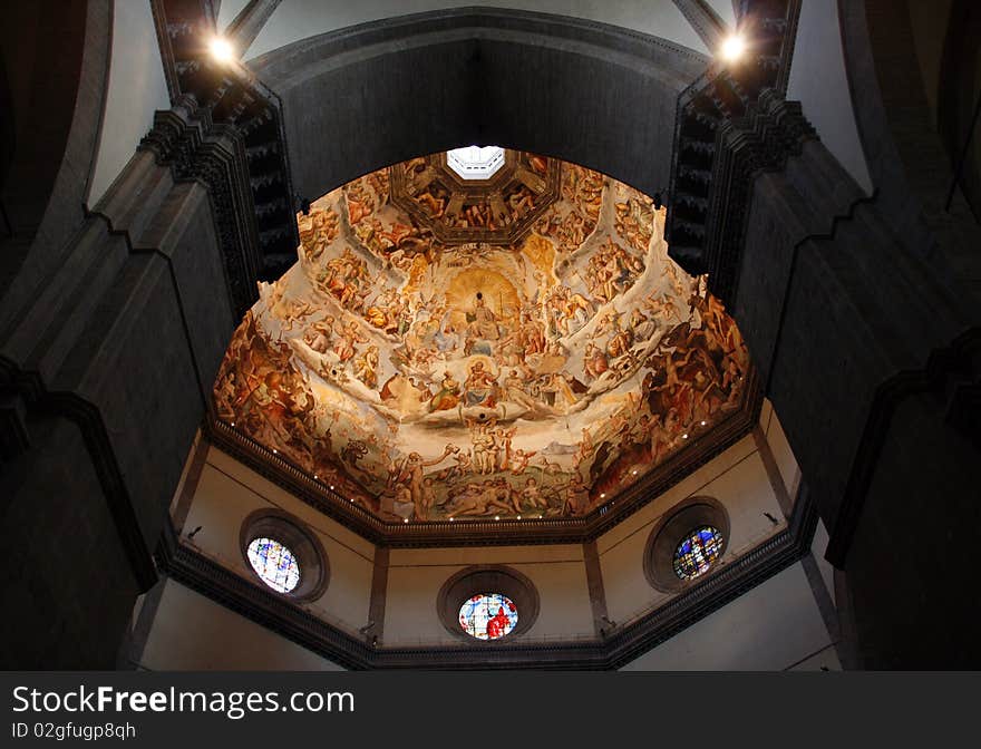 Interior of Basilica di Santa Maria del Fiori - famous cathedral church of Florence in Italy