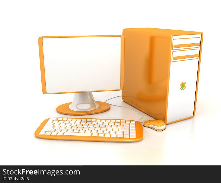 Computer over white background . 3d render