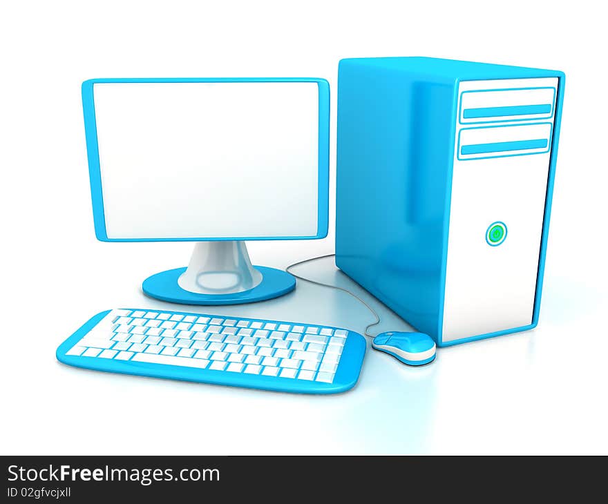 Computer over white background . 3d render