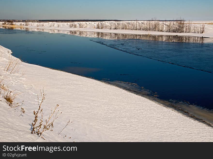 River in Russia ear Ladoga lake march sunny day 2010. River in Russia ear Ladoga lake march sunny day 2010