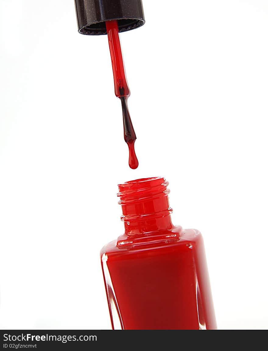 Isolated Red Nail Polish dripping